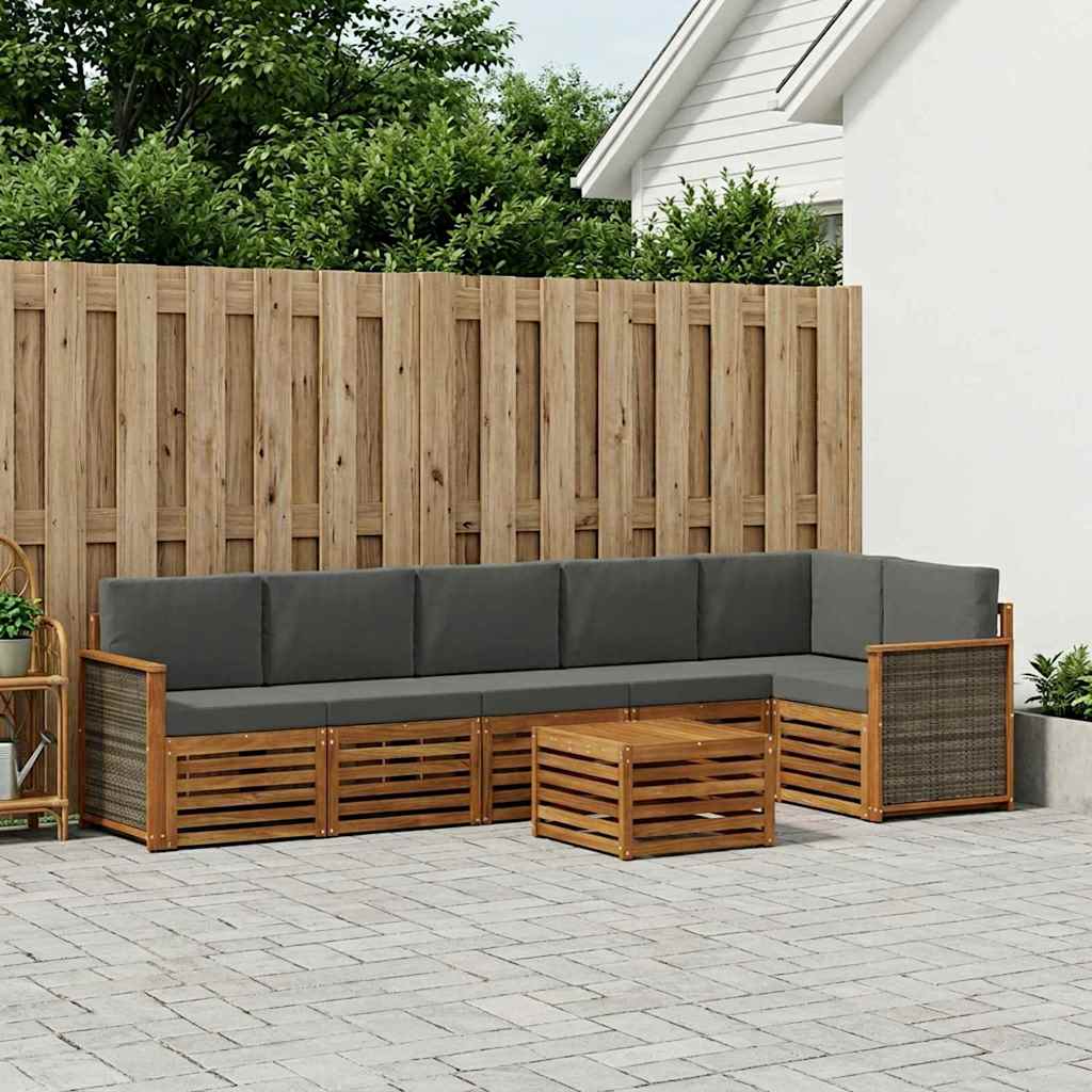 Set vanjskih sofa 6 kom. Prirodna i antracit Bijela