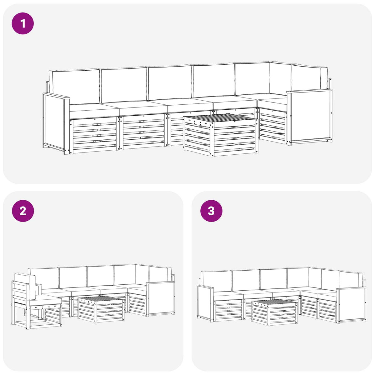 Set vanjskih sofa 6 kom. Prirodna i antracit Bijela