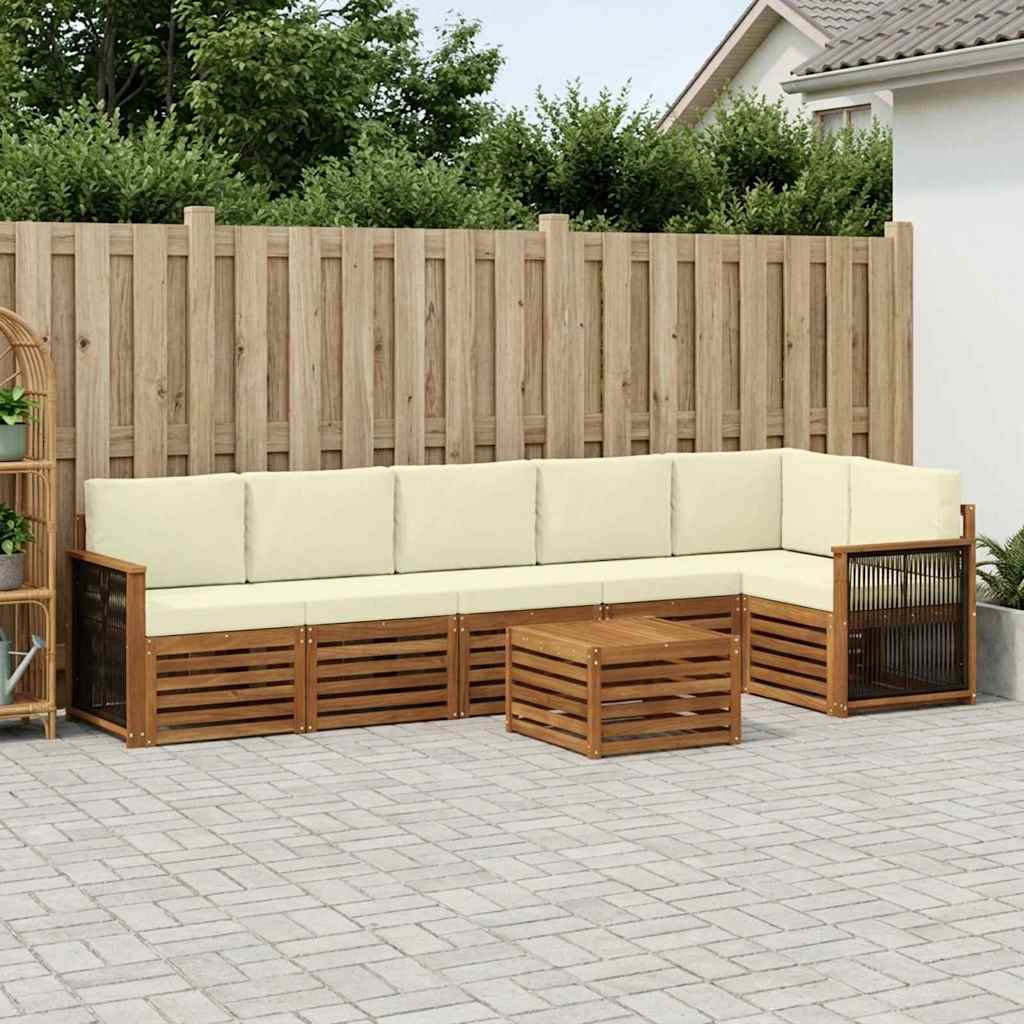 Set vanjskih sofa 6 kom. Prirodna i krem