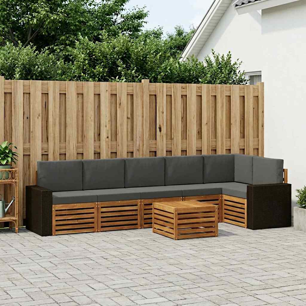 Set vanjskih sofa 7 kom. Prirodna i antracit Poliester
