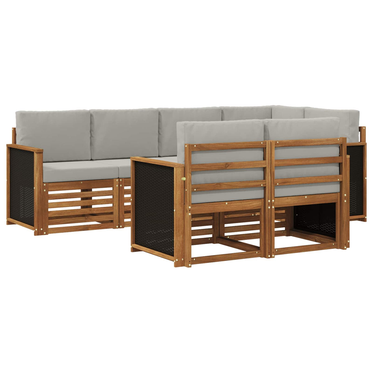 Set vanjskih sofa 6 kom. Prirodna i svjetlosiva