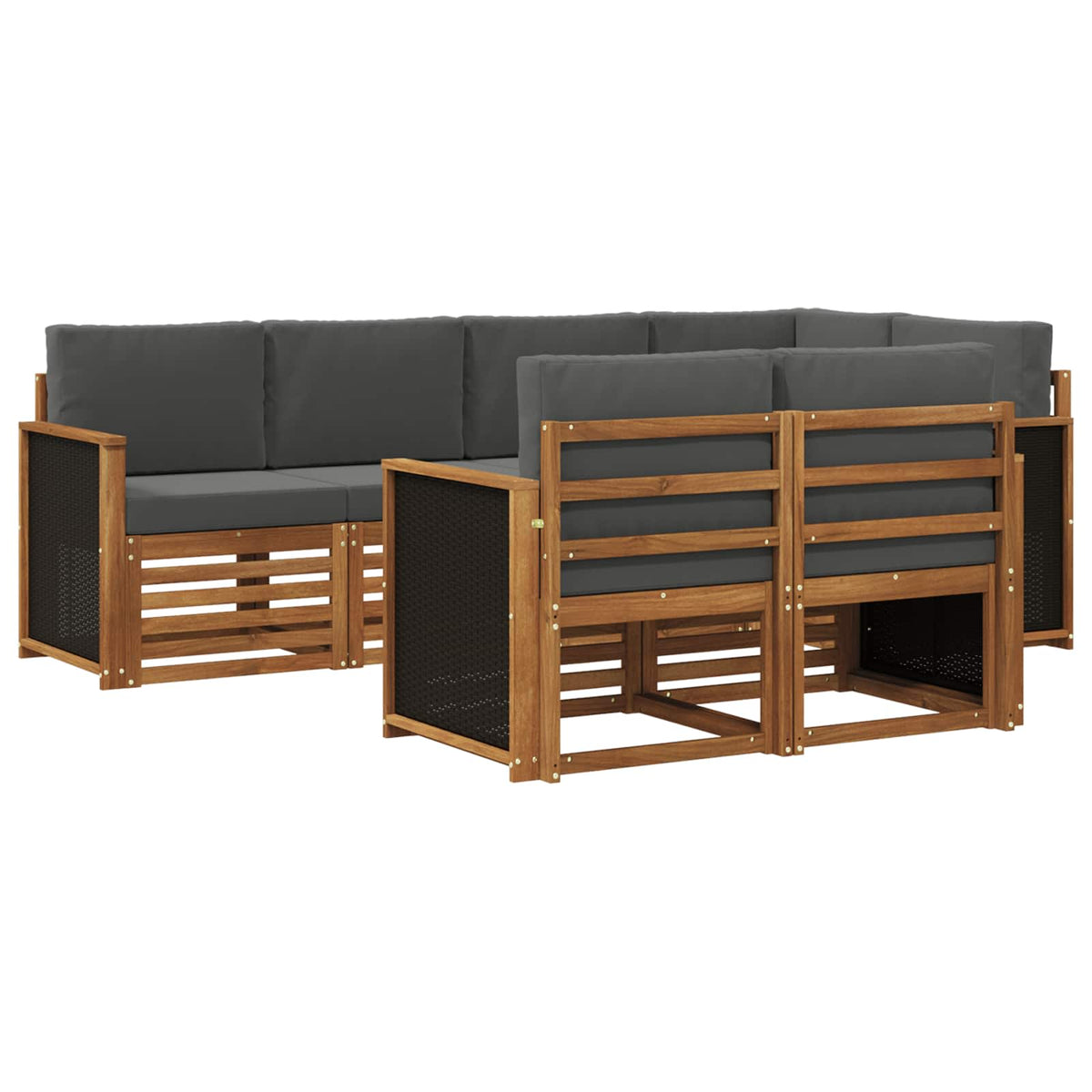 Set vanjskih sofa 6 kom. Prirodna i antracit