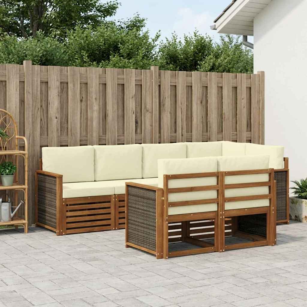 Set vanjskih sofa 6 kom. Prirodna i krem