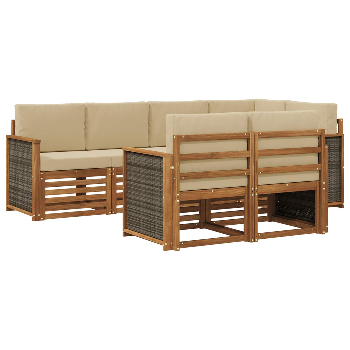 Set vanjskih sofa 6 kom. Prirodna