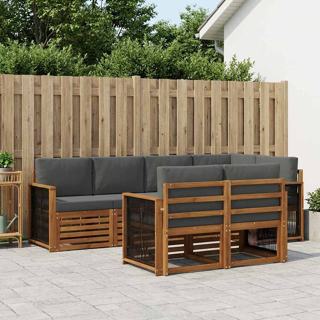 Set vanjskih sofa 6 kom. Prirodna i antracit