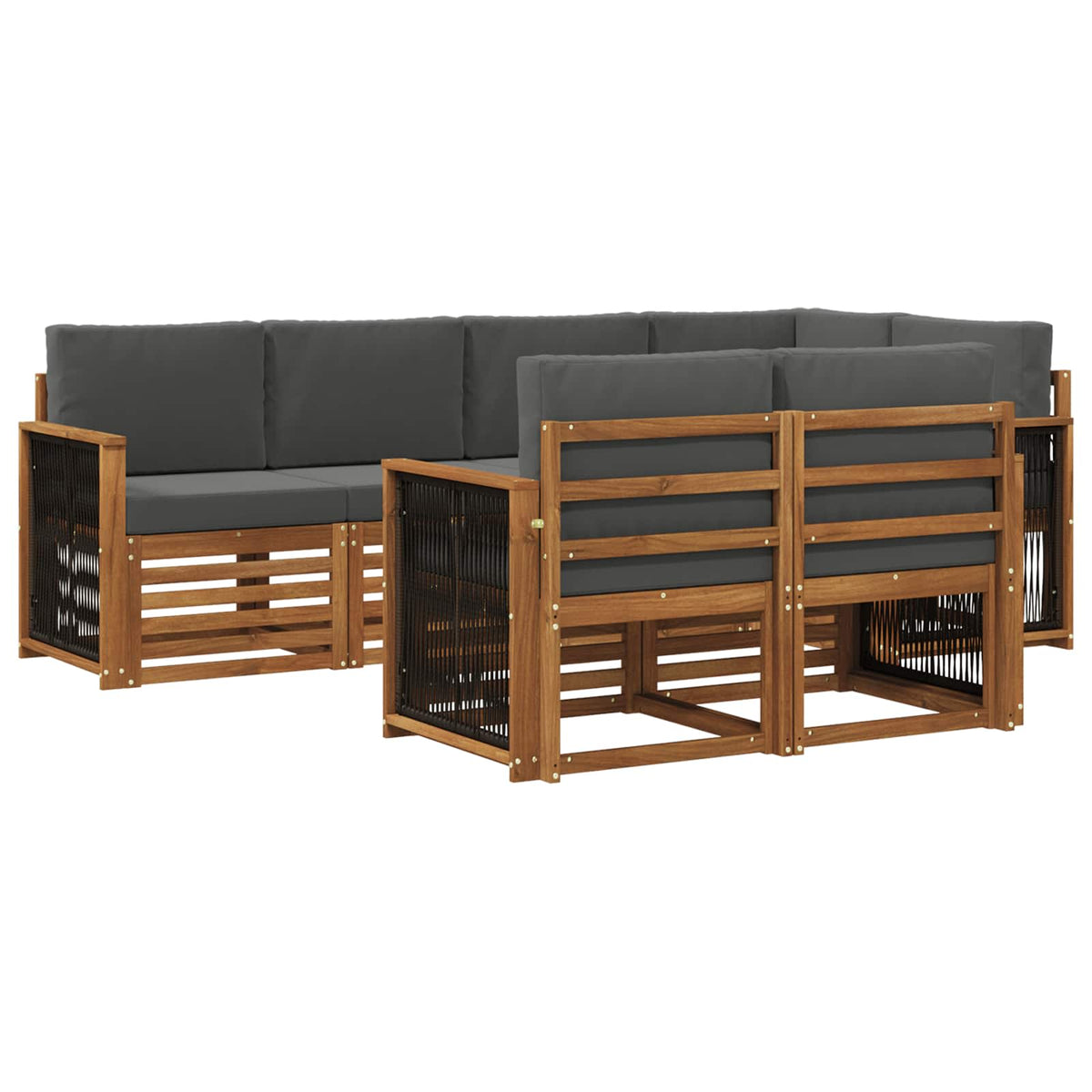 Set vanjskih sofa 6 kom. Prirodna i antracit