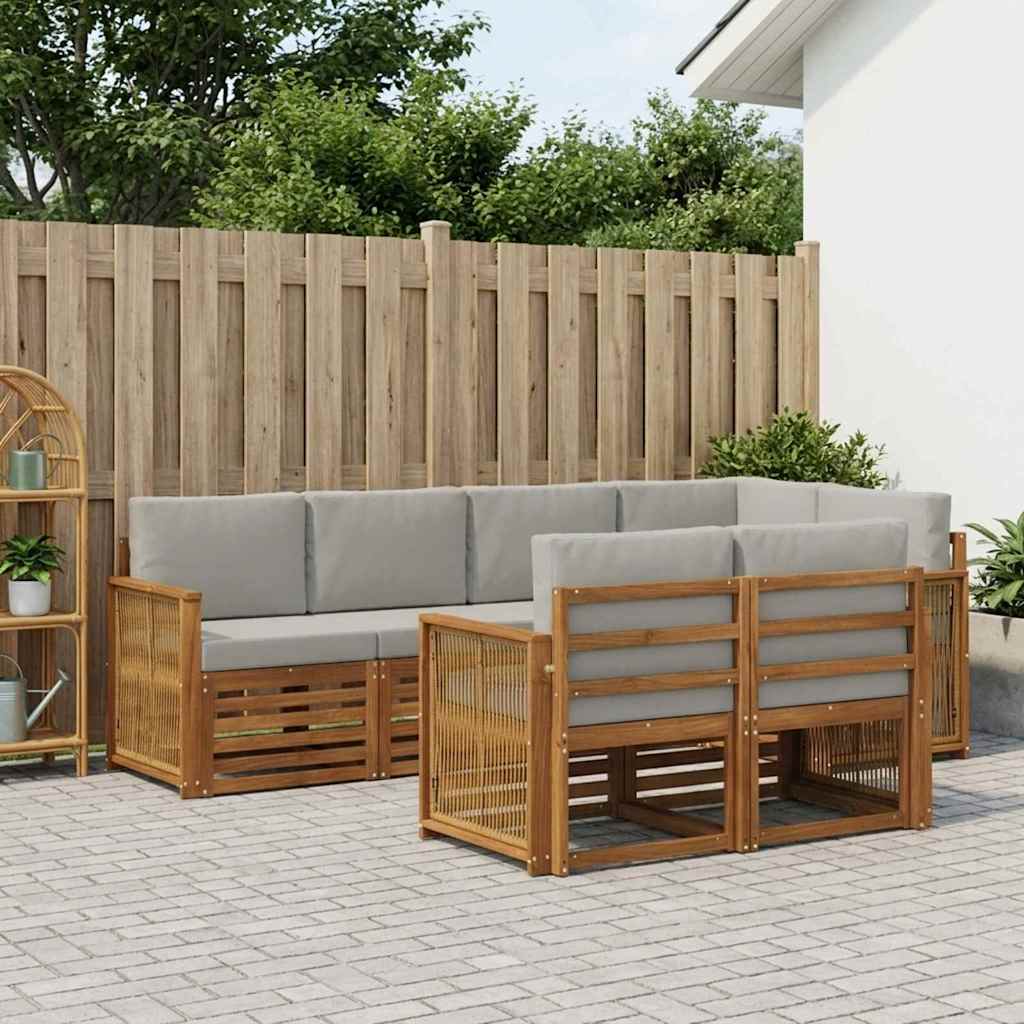 Set vanjskih sofa 6 kom. Prirodna i svjetlosiva