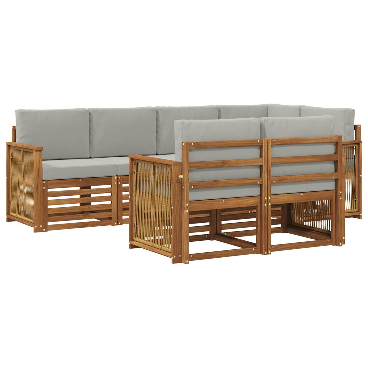 Set vanjskih sofa 6 kom. Prirodna i svjetlosiva