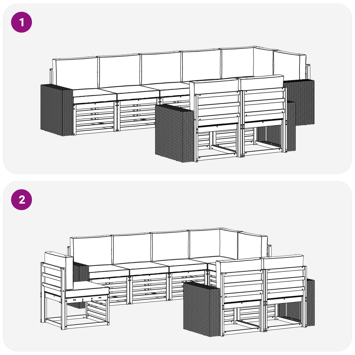 Set vanjskih sofa 8 kom. Poliester