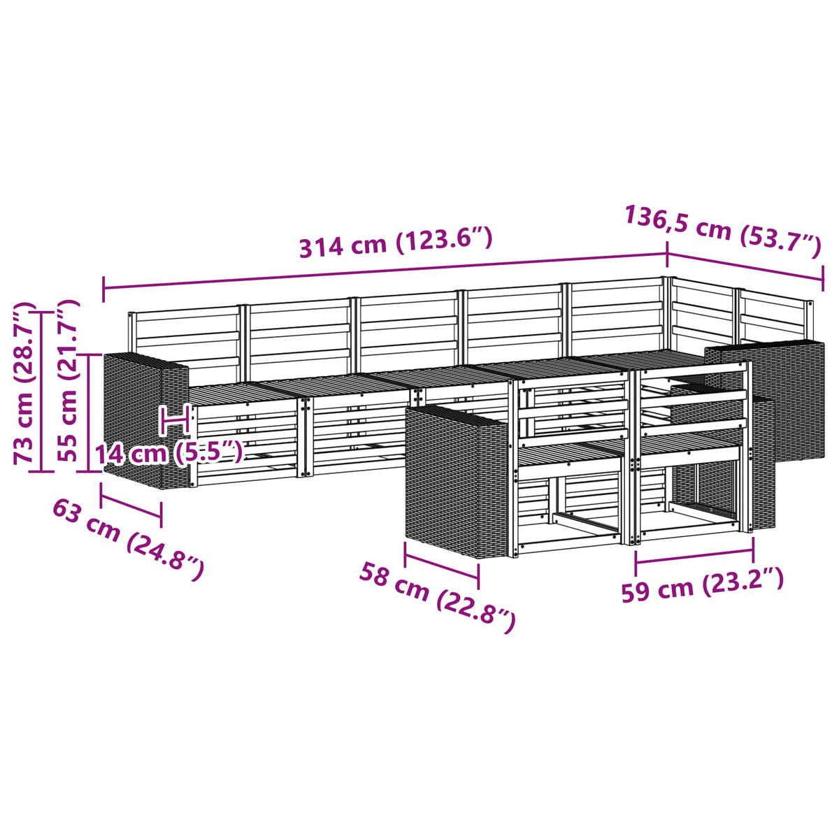 Set vanjskih sofa 8 kom. Poliester