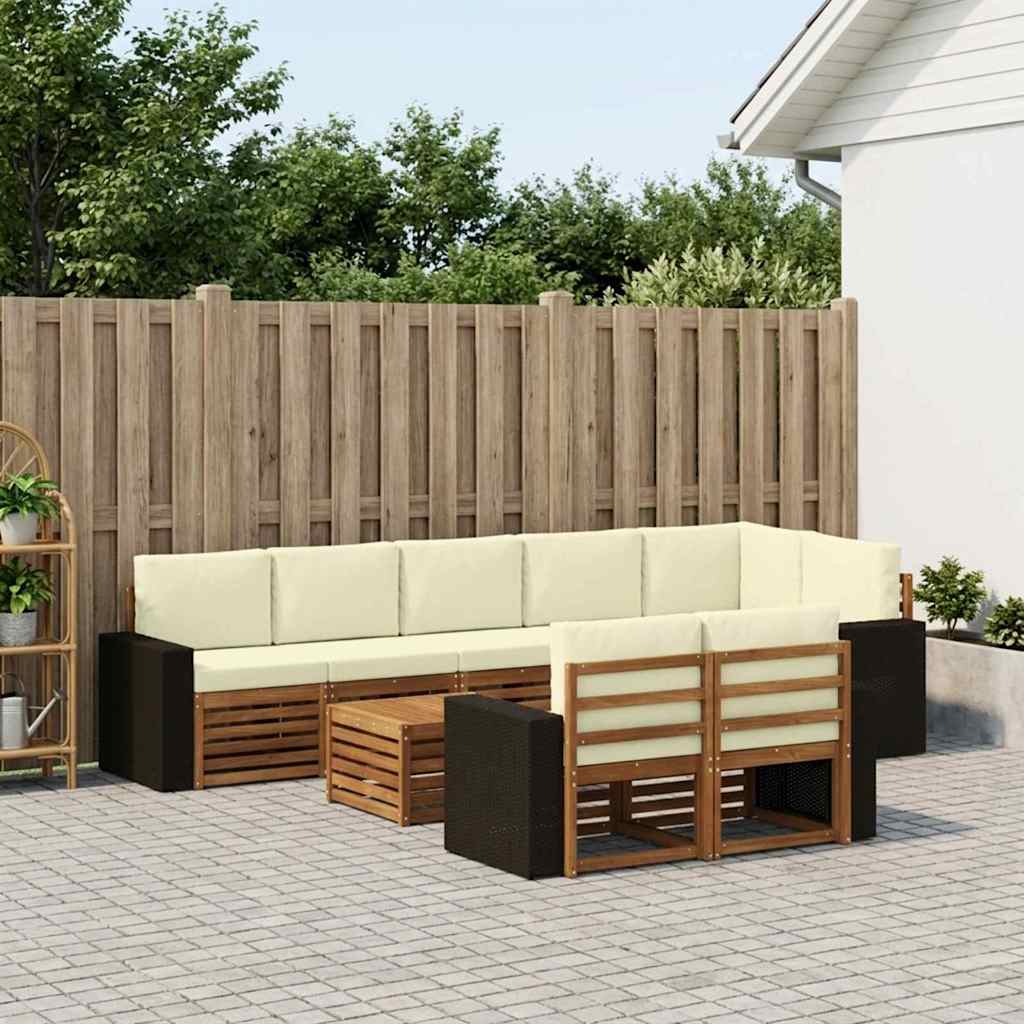 Set vanjskih sofa 9 kom. Prirodna i krem Poliester