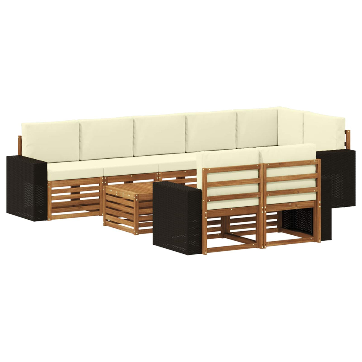 Set vanjskih sofa 9 kom. Prirodna i krem Poliester