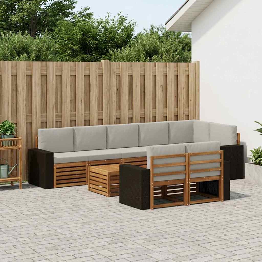Set vanjskih sofa 9 kom. Prirodna i svjetlosiva Poliester