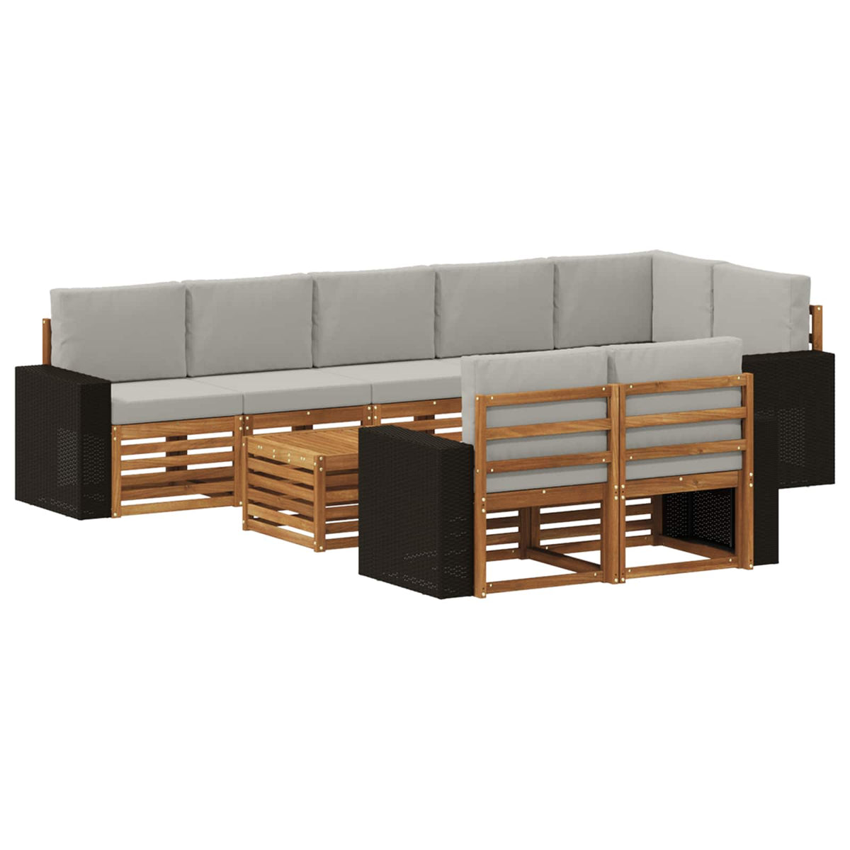Set vanjskih sofa 9 kom. Prirodna i svjetlosiva Poliester