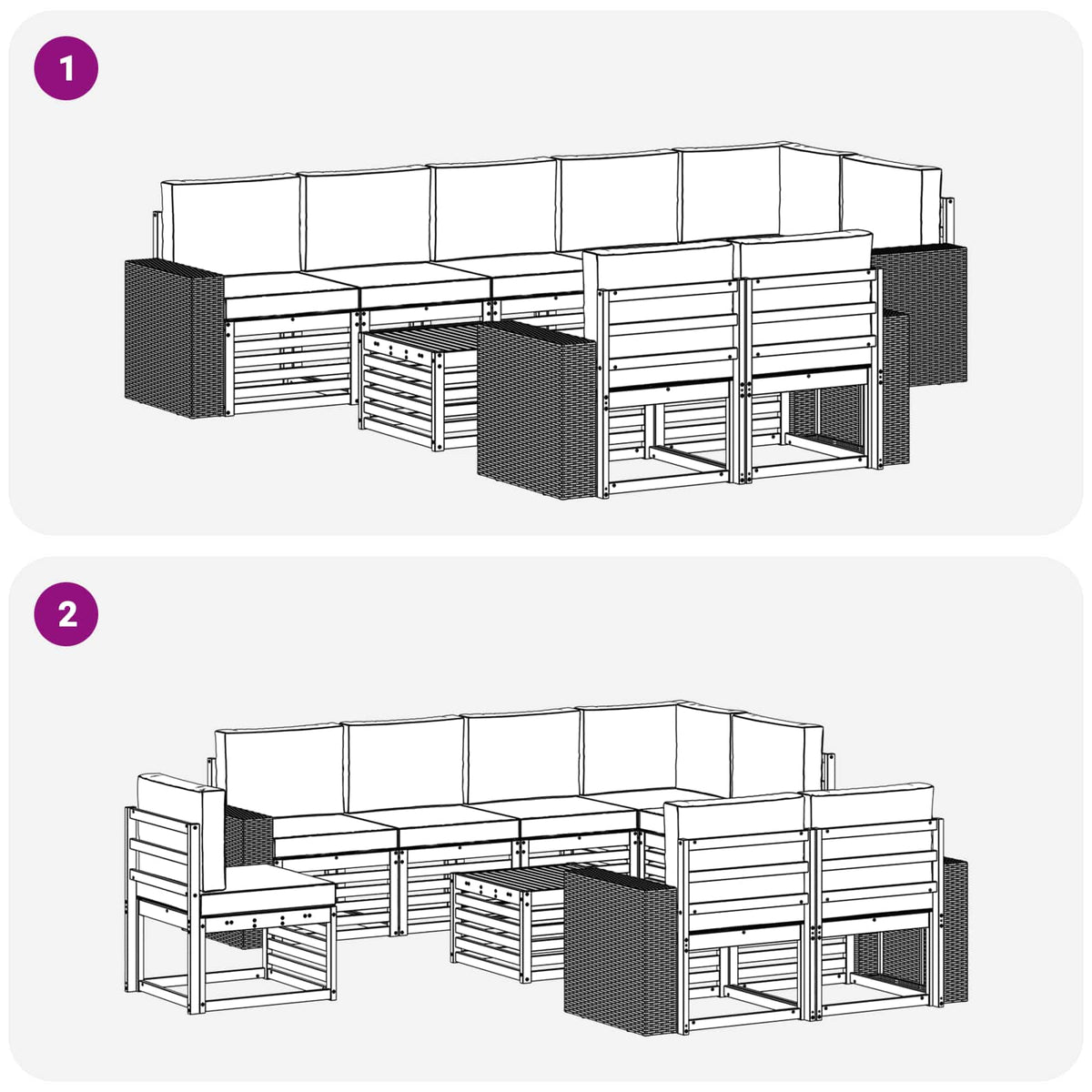 Set vanjskih sofa 9 kom. Prirodna i svjetlosiva Poliester