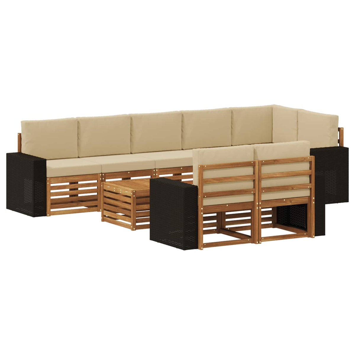 Set vanjskih sofa 9 kom. Prirodna i bež Poliester