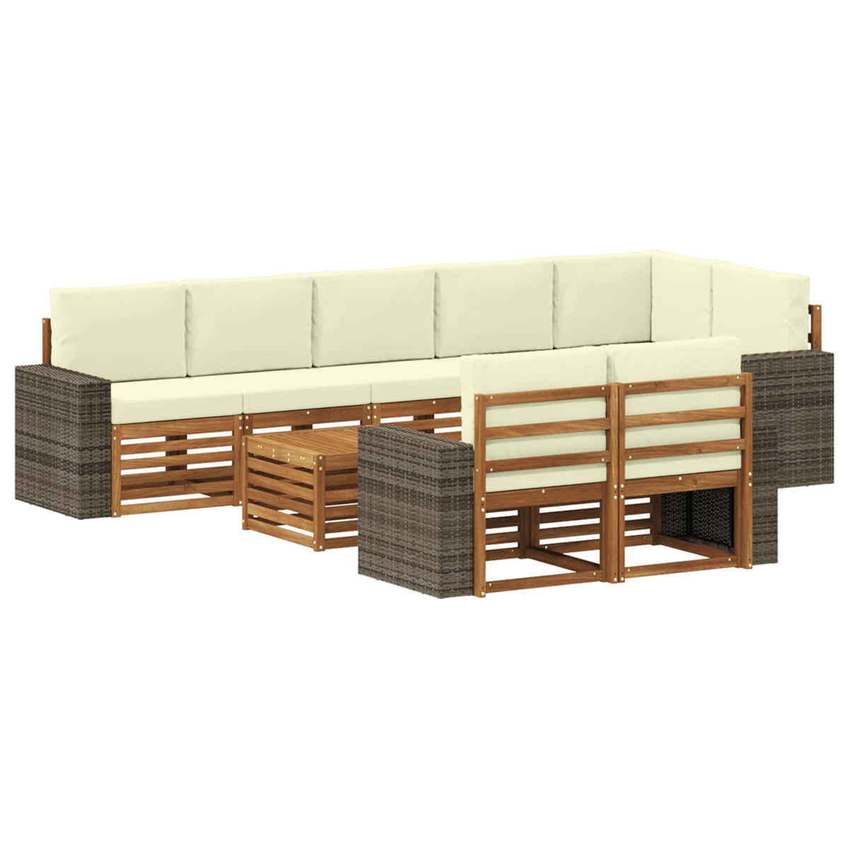 Set vanjskih sofa 9 kom. Prirodna i krem Poliester