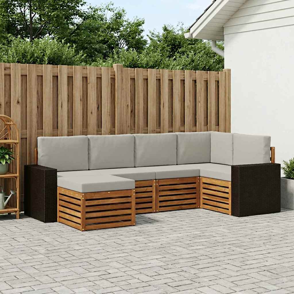 Set vanjskih sofa 6 kom. Prirodna i svjetlosiva Poliester 255 x 136,5 x 73 cm