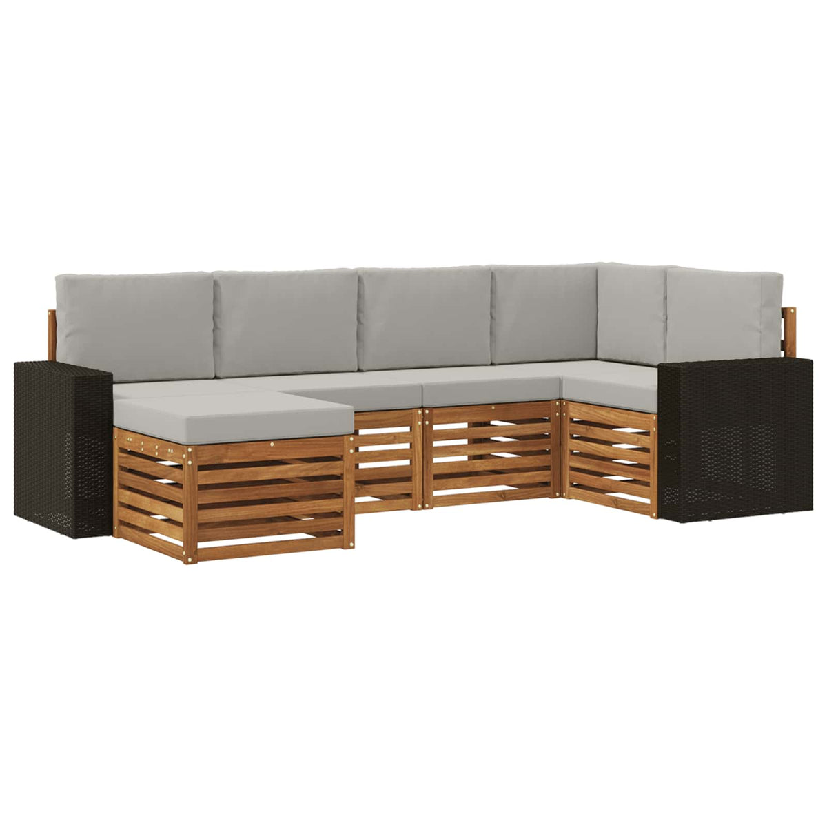 Set vanjskih sofa 6 kom. Prirodna i svjetlosiva Poliester 255 x 136,5 x 73 cm