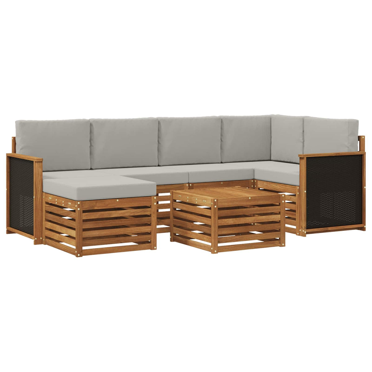 Set vanjskih sofa 6 kom. Prirodna i svjetlosiva