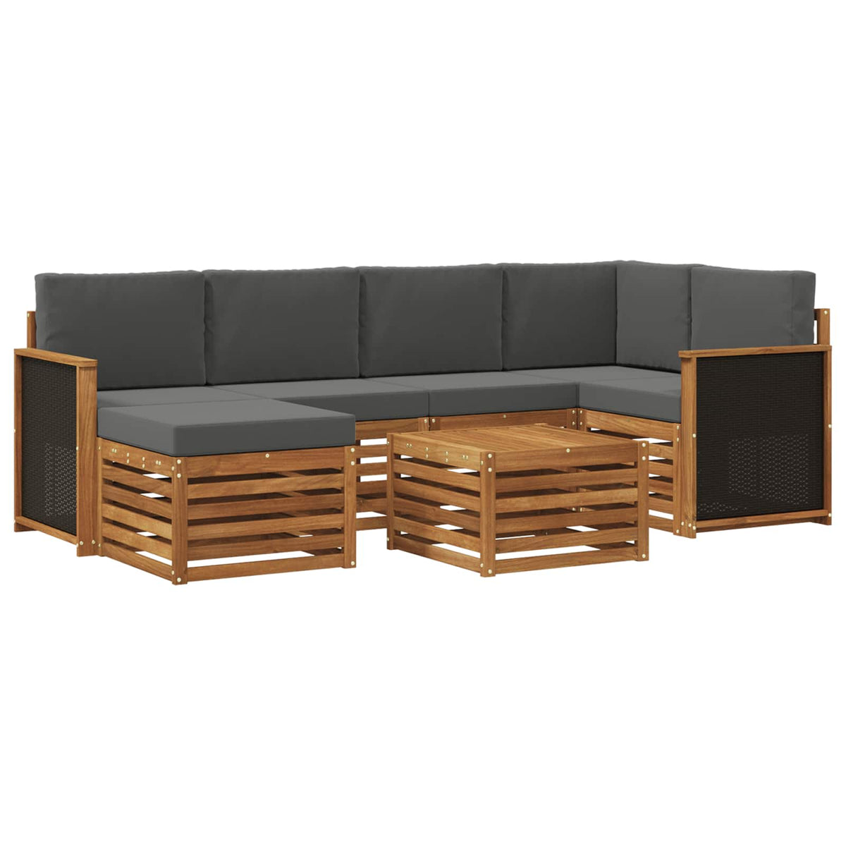 Set vanjskih sofa 6 kom. Prirodna i antracit