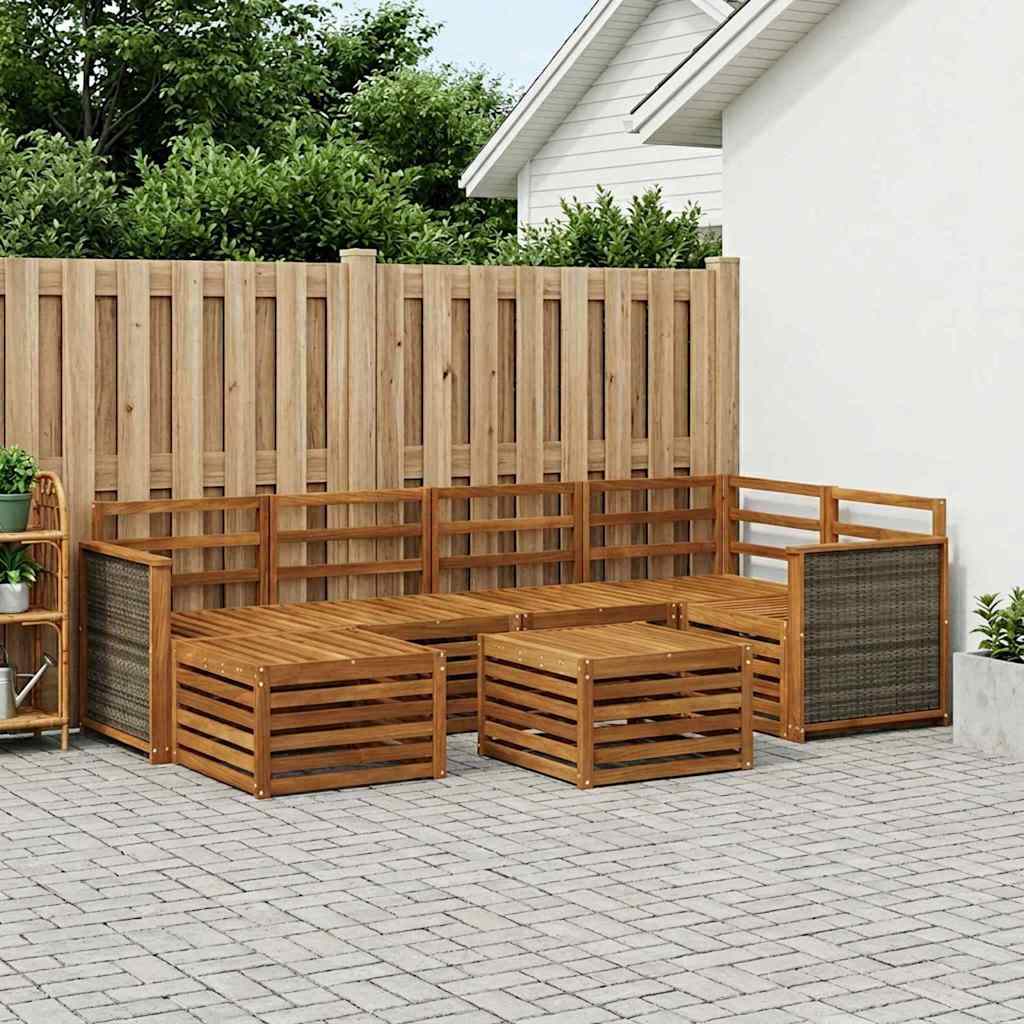 Set vanjskih sofa 6 kom. Prirodna Čvrsto drvo akacije