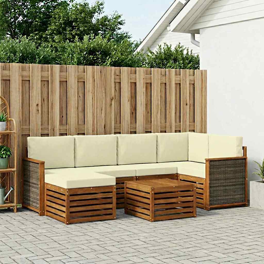 Set vanjskih sofa 6 kom. Prirodna i krem