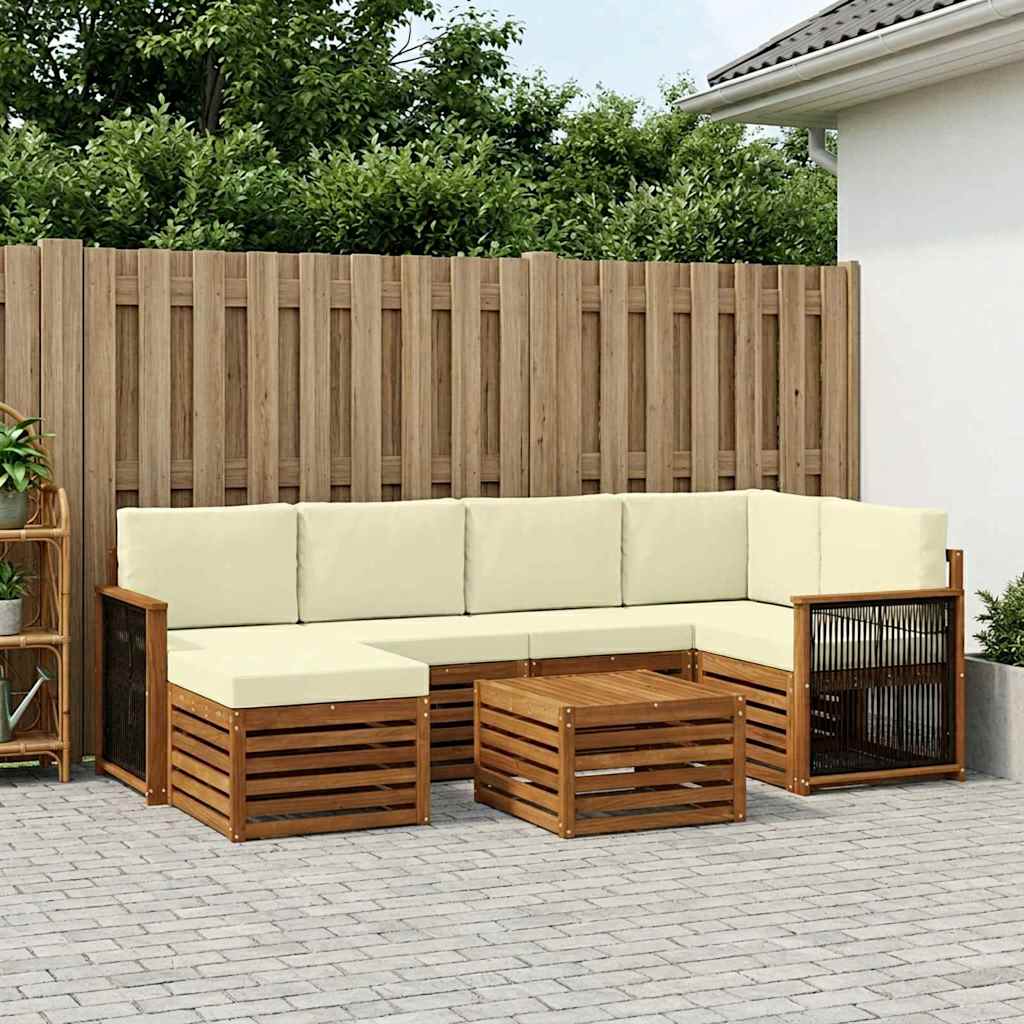 Set vanjskih sofa 6 kom. Prirodna i krem