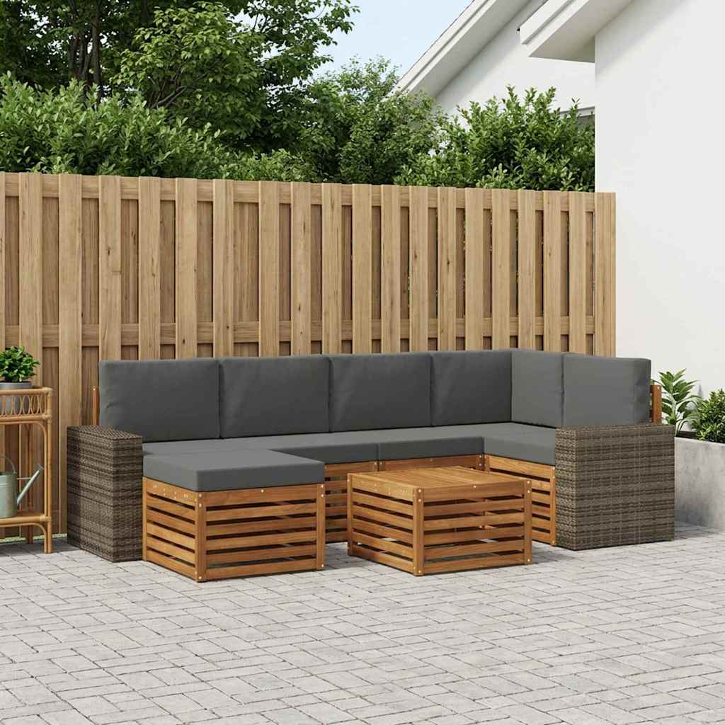 Set vanjskih sofa 7 kom. Prirodna i antracit Poliester