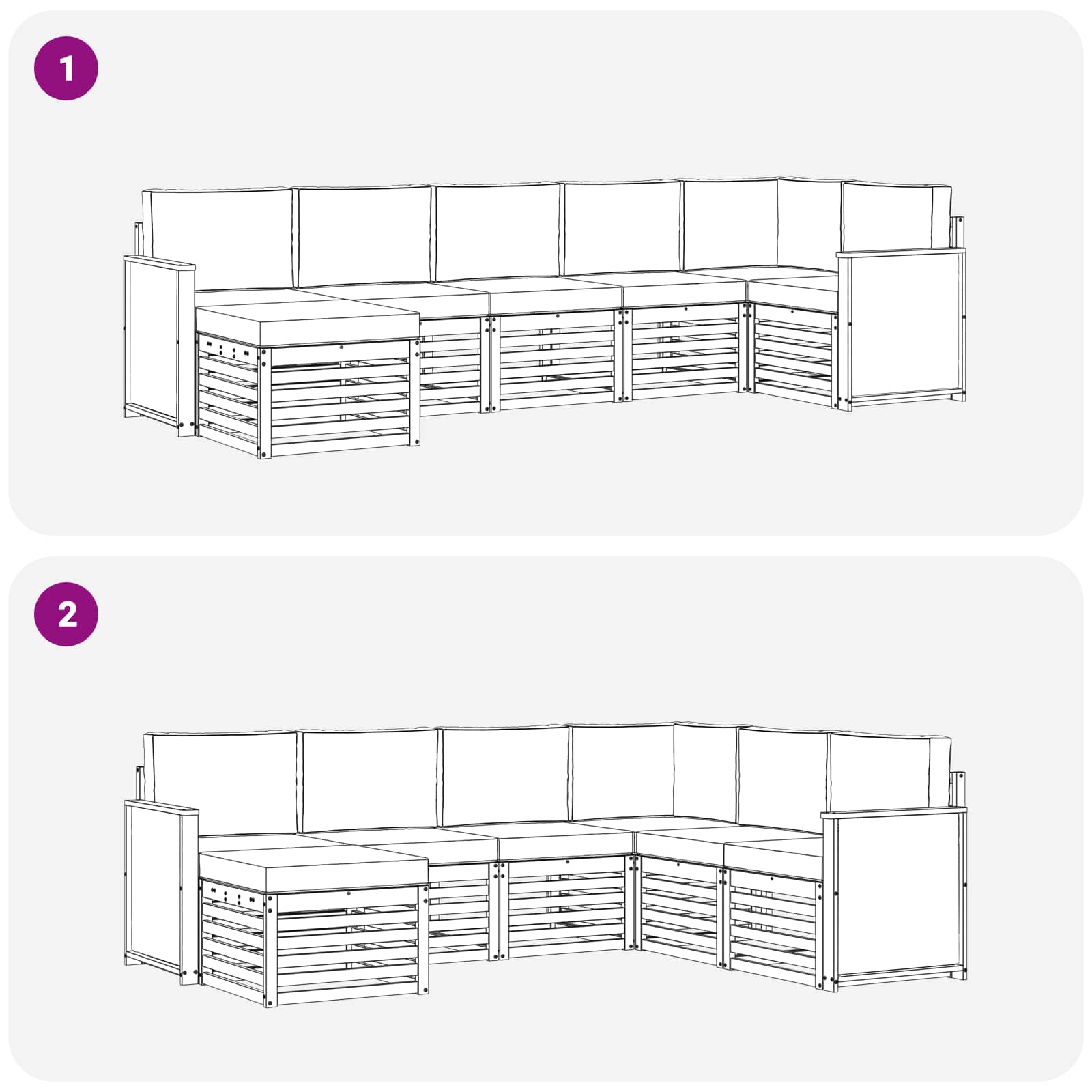 Sekcijska garnitura s jastukom 6 pcs