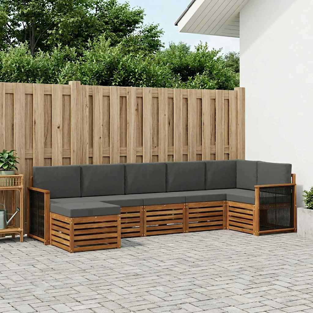 Set vanjskih sofa 6 kom. Prirodna i antracit
