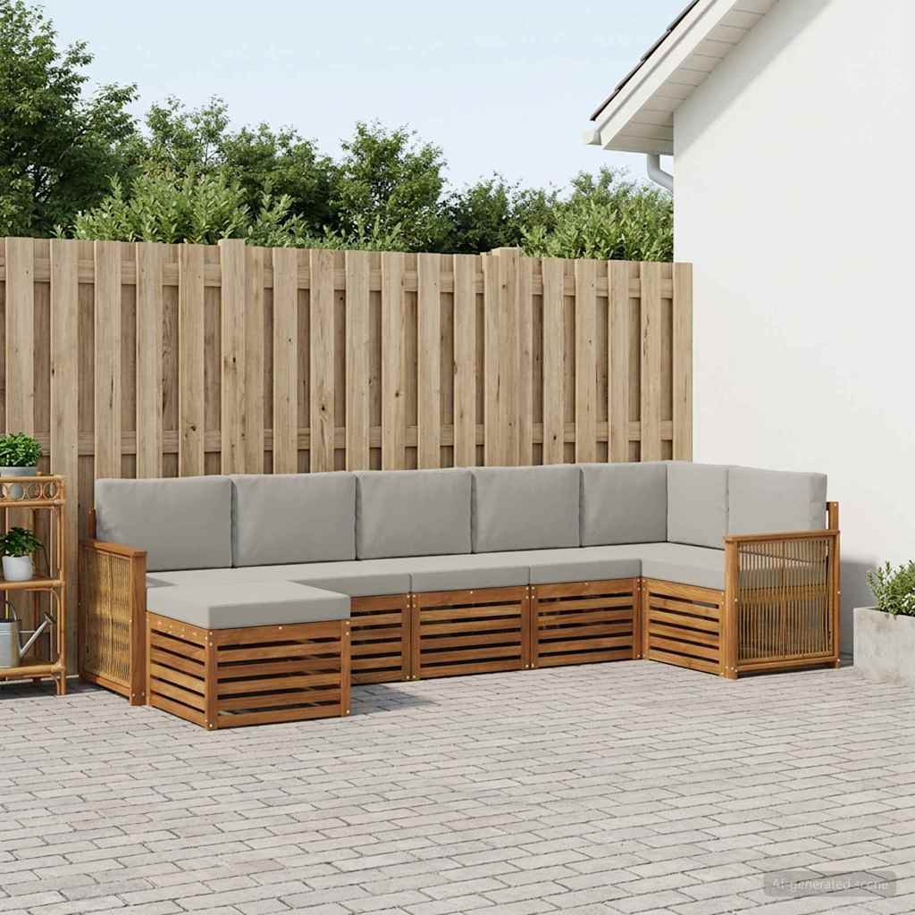 Set vanjskih sofa 6 kom. Prirodna i svjetlosiva