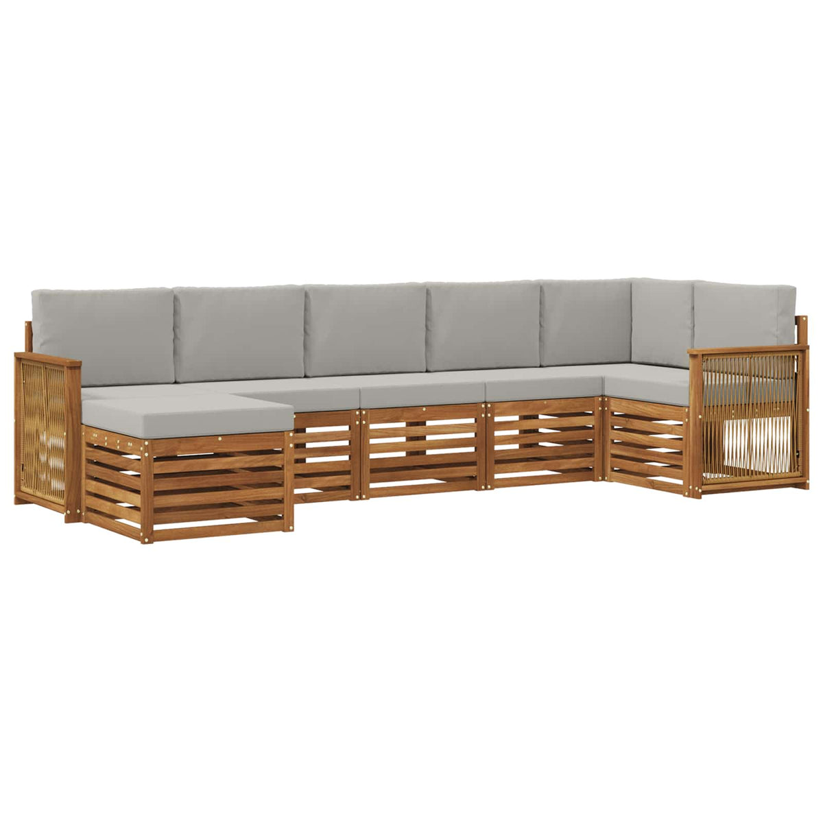 Set vanjskih sofa 6 kom. Prirodna i svjetlosiva