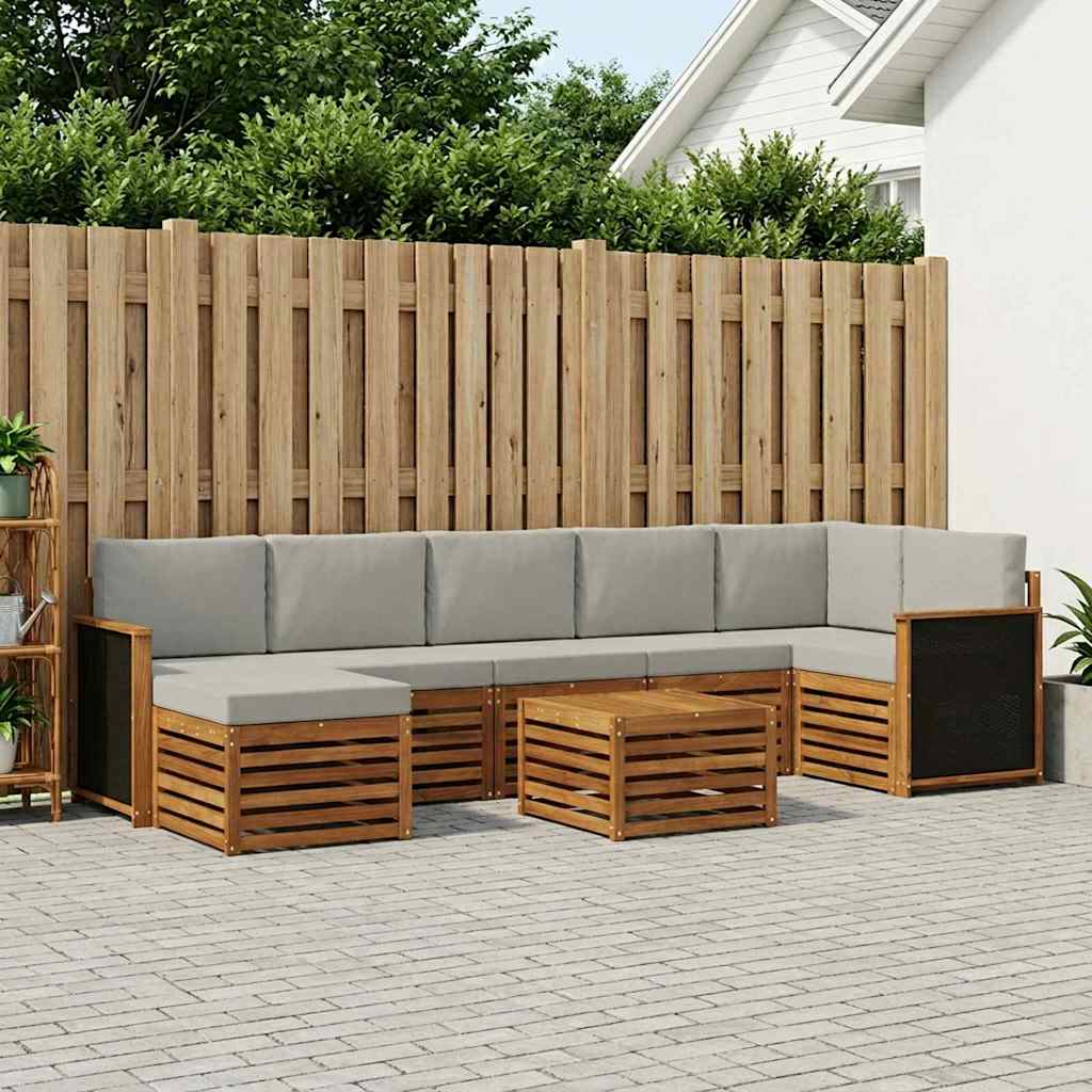 Set vanjskih sofa 7 kom. Prirodna i svjetlosiva