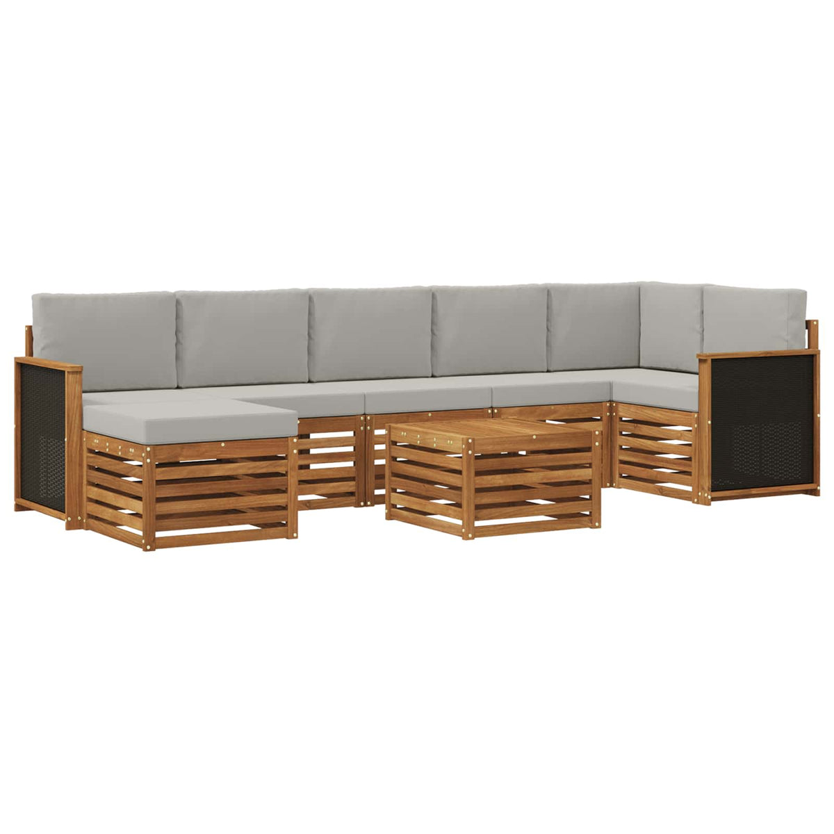 Set vanjskih sofa 7 kom. Prirodna i svjetlosiva