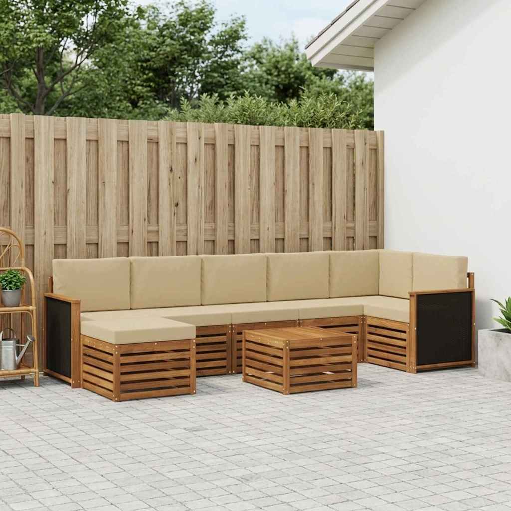 Set vanjskih sofa s jastukom 7 pcs Prirodna