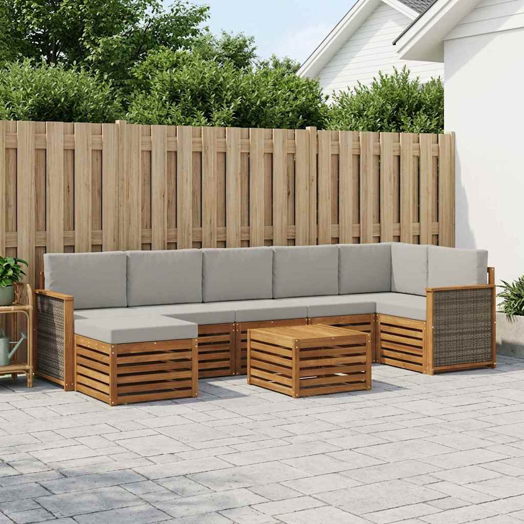 Set vanjskih sofa 7 kom. Prirodna i svjetlosiva