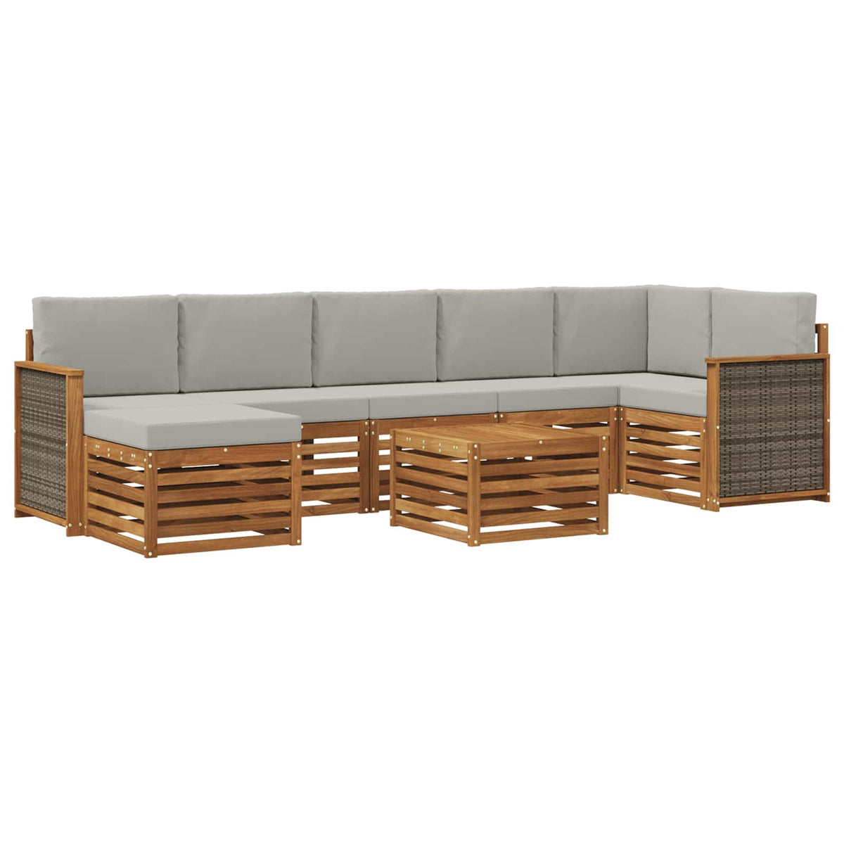 Set vanjskih sofa 7 kom. Prirodna i svjetlosiva