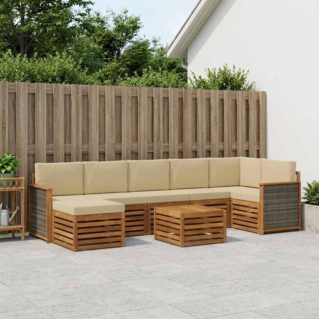 Set vanjskih sofa s jastukom 7 pcs Prirodna