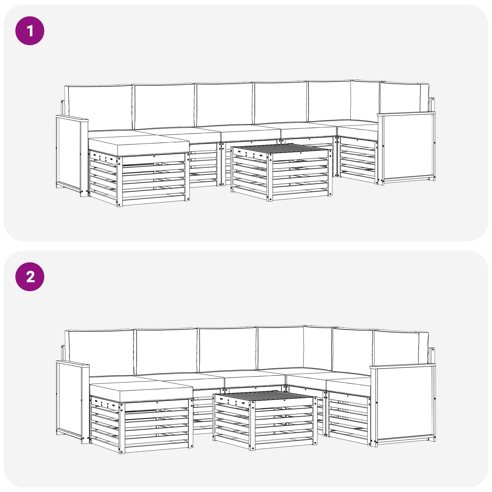 Set vanjskih sofa s jastukom 7 pcs Prirodna