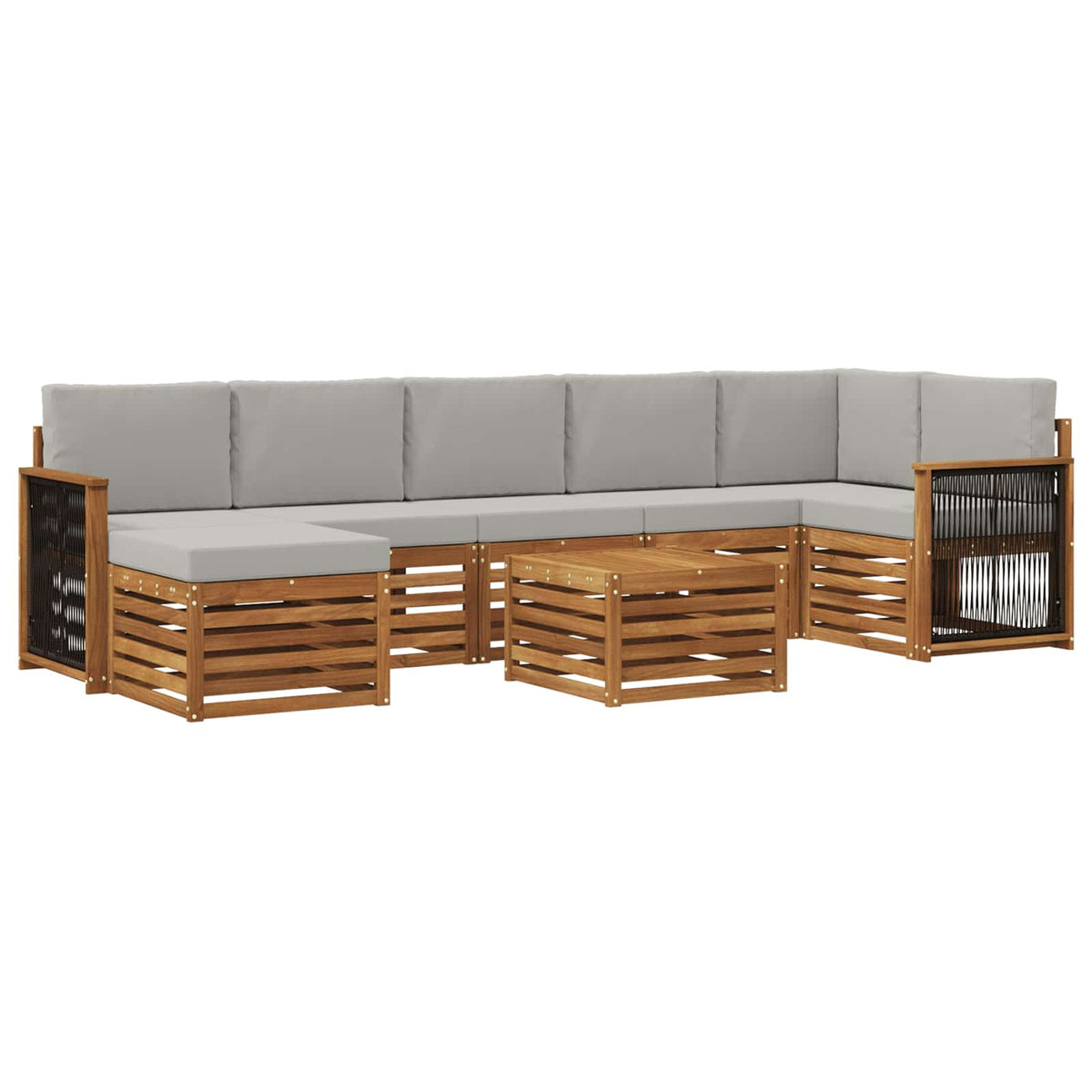 Set vanjskih sofa 7 kom. Prirodna i svjetlosiva