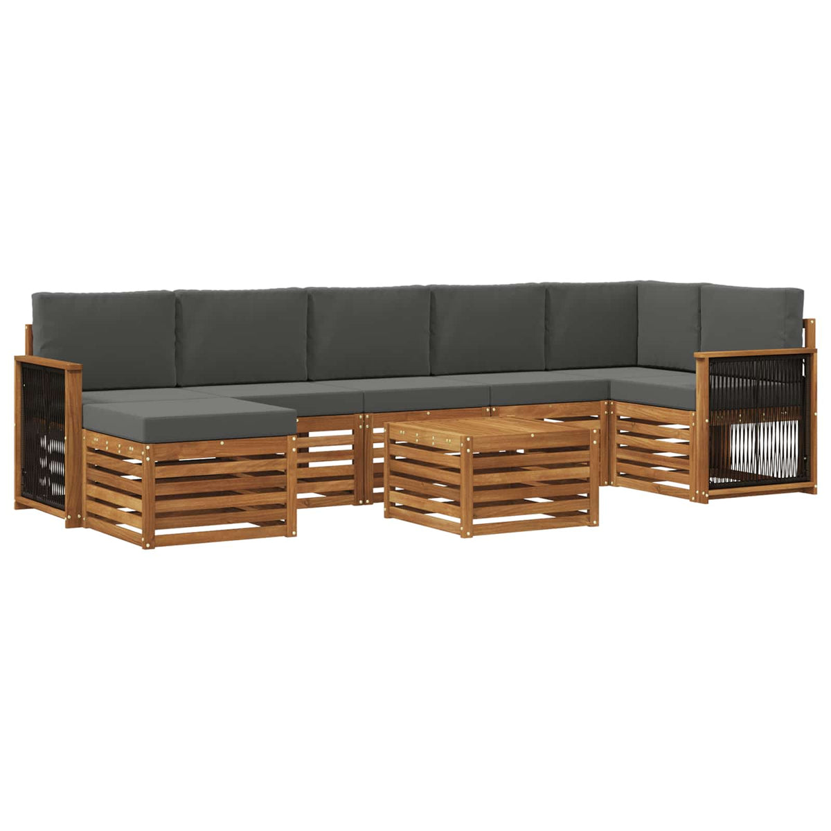 Set vanjskih sofa 7 kom. Prirodna i antracit