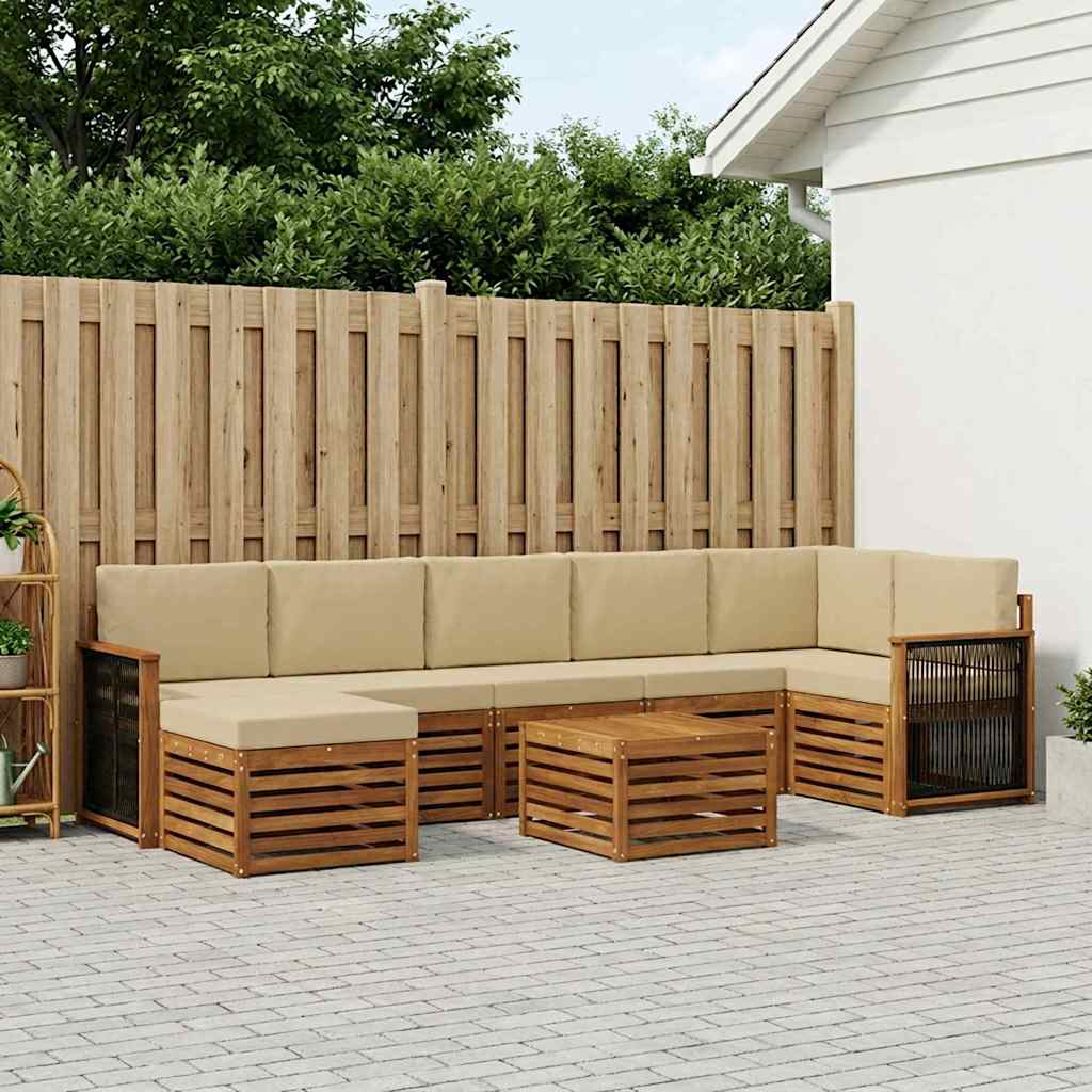 Set vanjskih sofa s jastukom 7 pcs Prirodna