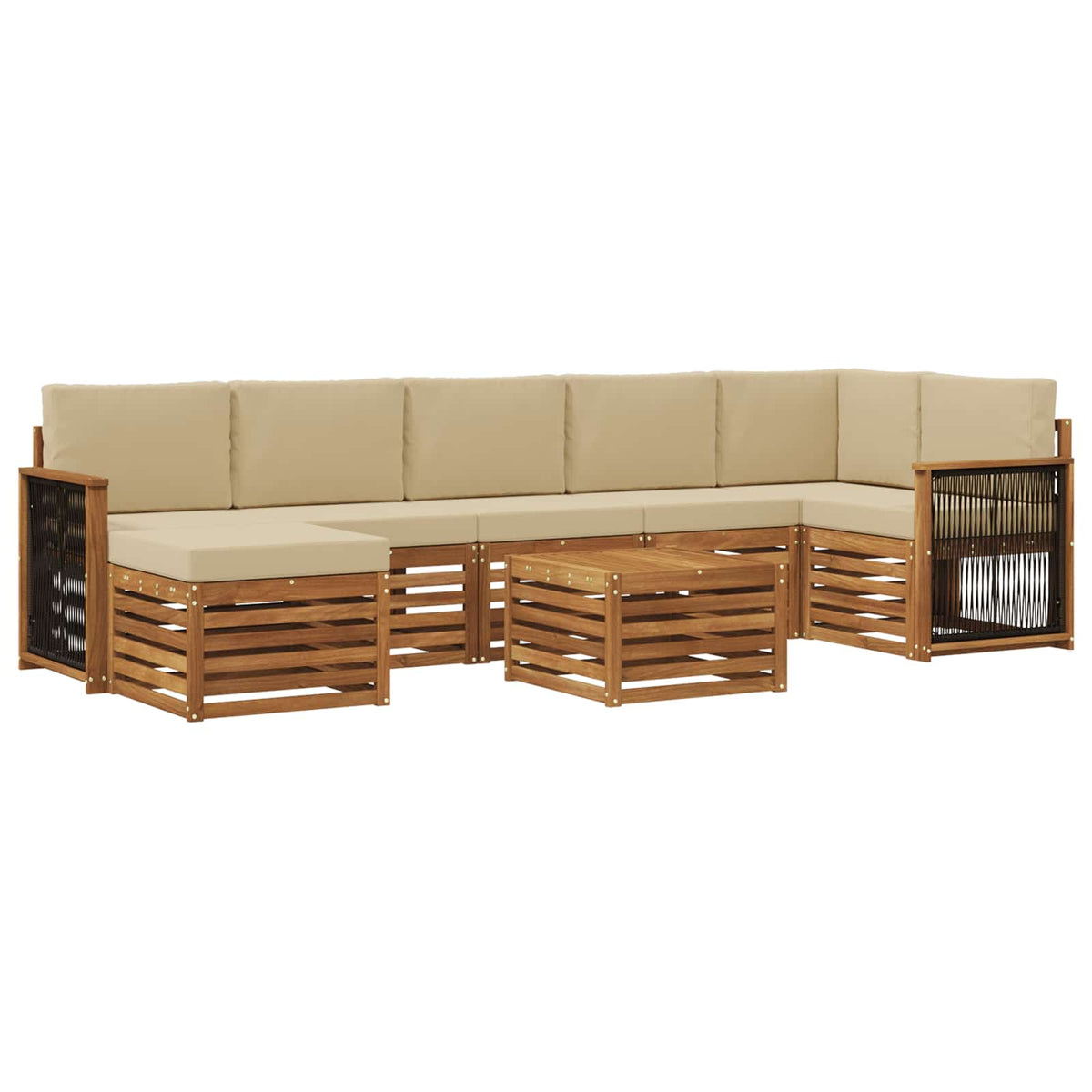 Set vanjskih sofa s jastukom 7 pcs Prirodna
