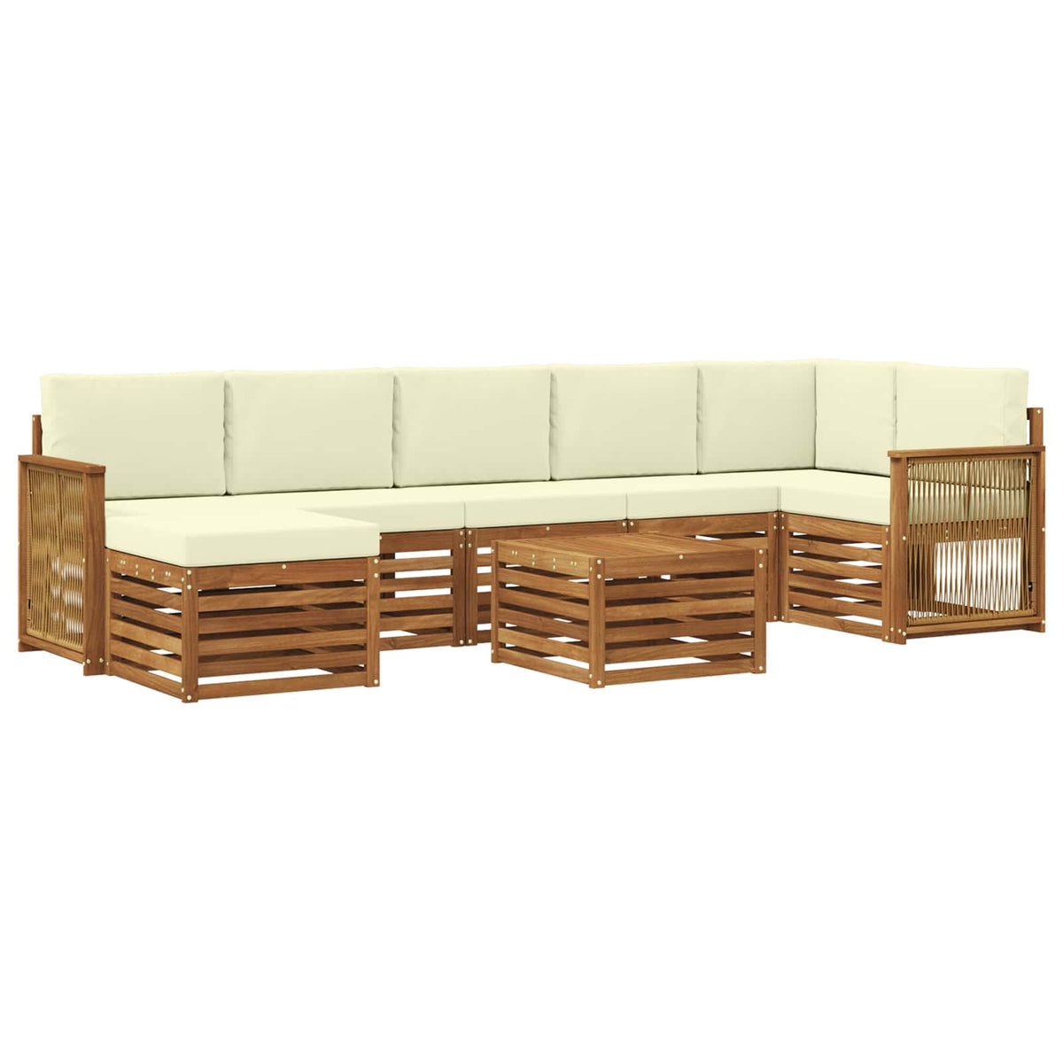 Set vanjskih sofa 7 kom. Prirodna i krem