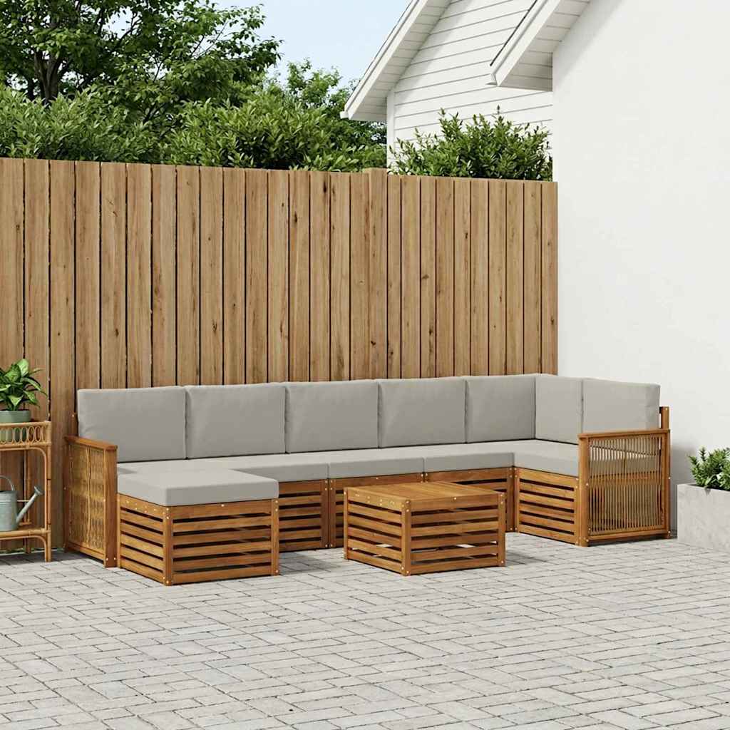 Set vanjskih sofa 7 kom. Prirodna i svjetlosiva
