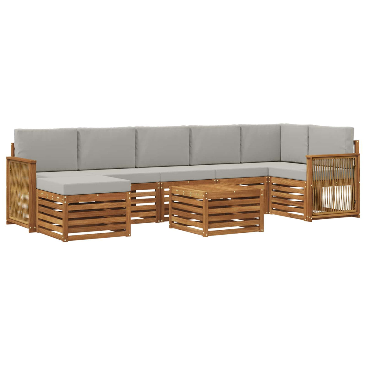 Set vanjskih sofa 7 kom. Prirodna i svjetlosiva