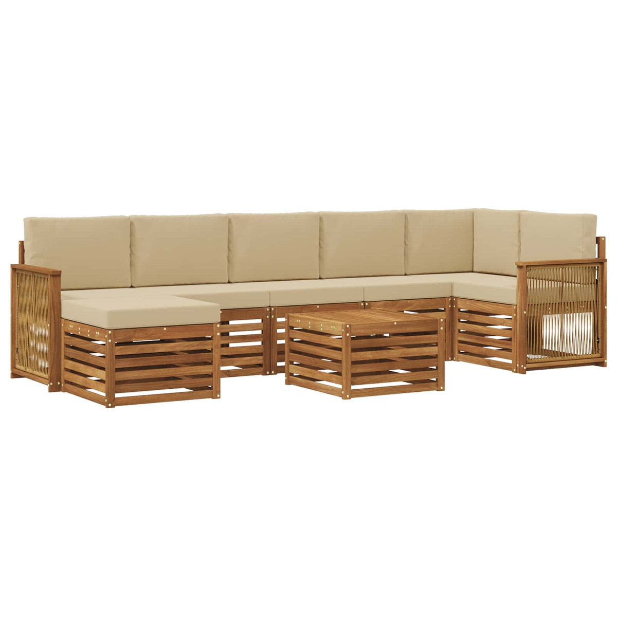 Set vanjskih sofa s jastukom 7 pcs Prirodna