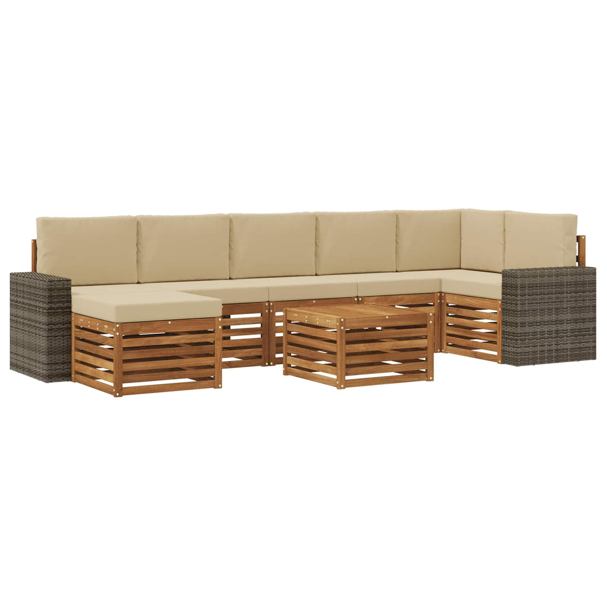 Set vanjskih sofa 8 kom. Prirodna i bež