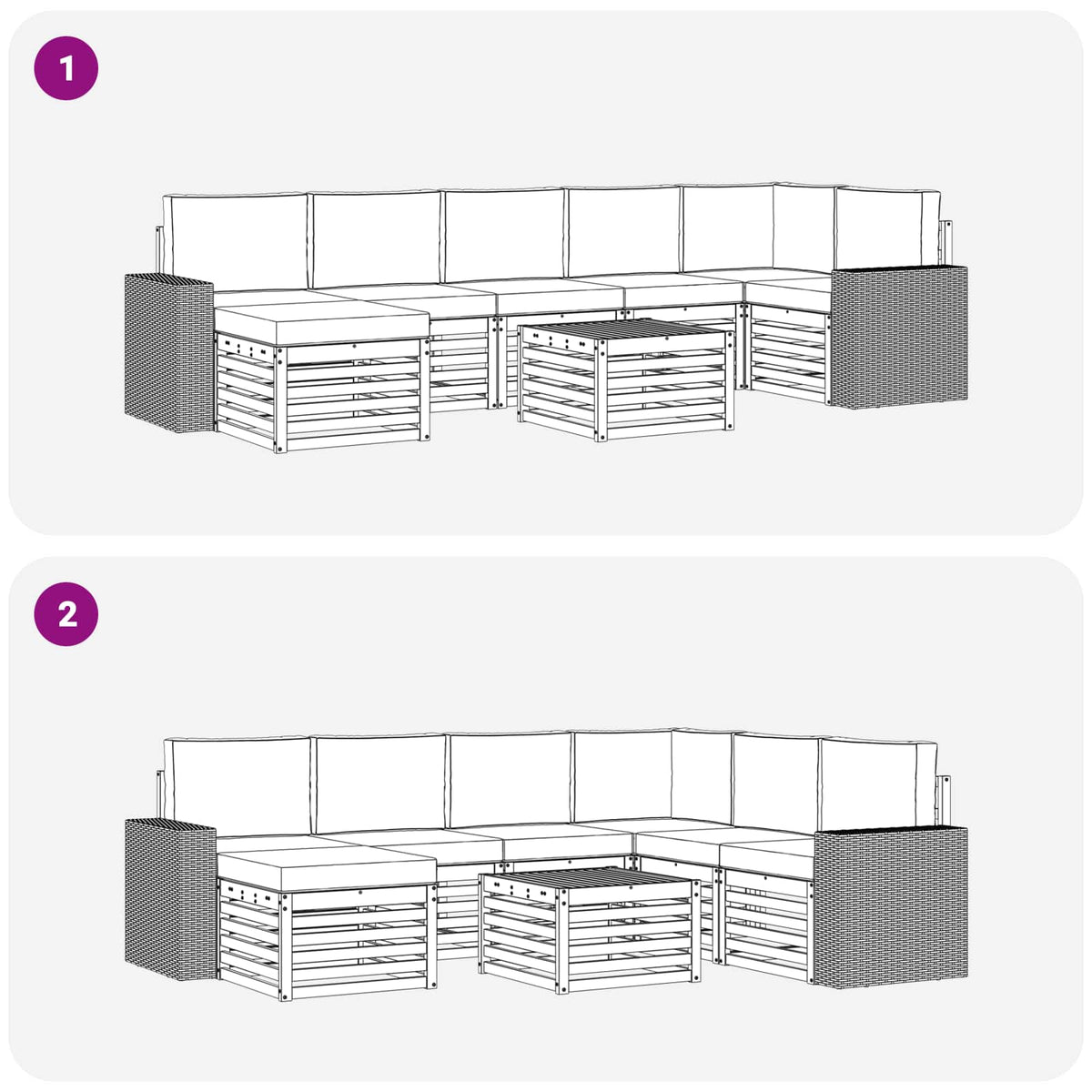 Set vanjskih sofa 8 kom. Prirodna i bež
